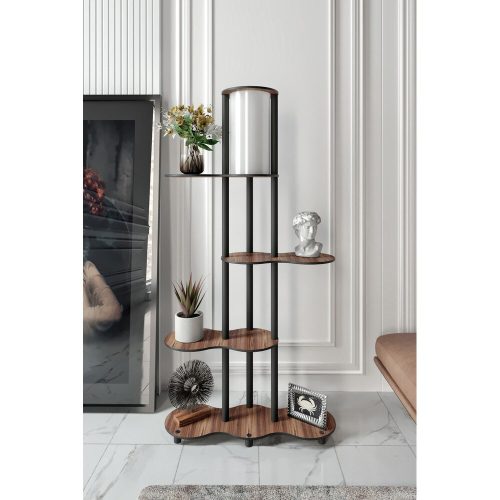Elegant Walnut Floor Lamp, 150 cm Height | Craft Paper & MDF Body, PVC Cap (17 cm Diameter) | E27 Socket, Max 40W | Stylish Lighting for Home & Office