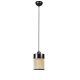 Elegant Rattan Chandelier, Adjustable Height 70 cm, Metal Body with Natural Rattan Cap, E27 Socket, 14 cm Diameter, Stylish Black Finish for Modern Spaces