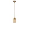 Elegant Rattan & Gold Chandelier, Adjustable Height 70 cm, Antique Coated Metal, 14 cm Diameter Cap, E27 Socket, Perfect for Modern Spaces & Dining Areas