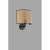 Stylish Wall Lamp with Rattan Cap, Metal Body, 25 cm Height, 20 cm Diameter | E14 Socket, Max 40W | Elegant Black & Rattan Design for Modern Spaces