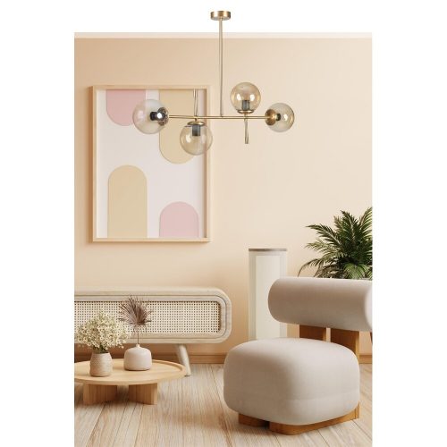 Elegant Gold Chandelier, Metal Body, 15 cm Cap Diameter, 90 cm Base Plate, 65 cm Height, E27 Socket Max 40W | Stylish Lighting for Modern Spaces