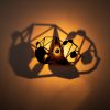 Modern Black Wall Lamp, MDF Body, 52 x 12 x 32 cm, E27 Socket Max 40W, IP20, Pluggable, Stylish Design for Kids & Nature Lovers, Laser-Cut Finish