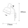 Industrial Scandinavian Wall Lamp, Black Metal Body, 17 x 37 cm, Height 40 cm, E27 Max 40W, Stylish & Functional Lighting for Modern Spaces