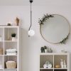 Elegant Black Chandelier, Adjustable Height 70-100 cm, Metal Body with Glass Cap, Ø15 cm, E27 Socket, Perfect for Modern Home Decor, IP20