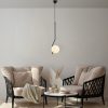 Elegant Black Chandelier, Adjustable Height 70-100 cm, Metal Body with Glass Cap, Ø15 cm, E27 Socket, Perfect for Modern Home Decor, IP20