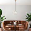 Elegant Gold Chandelier, Adjustable Height 30-126 cm, Metal Body with Glass Cap, Ø15 cm, E27 Socket, 90 cm Cable, Perfect for Modern Spaces, IP20