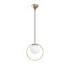 Elegant Gold Chandelier, Adjustable Height 30-126 cm, Metal Body with Glass Cap, Ø15 cm, E27 Socket, 90 cm Cable, Perfect for Modern Spaces, IP20