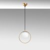 Elegant Gold Chandelier, Adjustable Height 30-126 cm, Metal Body with Glass Cap, Ø15 cm, E27 Socket, 90 cm Cable, Perfect for Modern Spaces, IP20