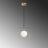 Elegant Gold Chandelier, Adjustable Height 30-126 cm, Metal Body with Glass Cap, Ø15 cm, E27 Socket, 90 cm Cable, Perfect for Modern Spaces, IP20