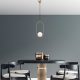 Elegant Gold Chandelier, Adjustable Height 66-146 cm, Metal Body with Glass Cap, Ø15 cm, E27 Socket, 90 cm Cable, Perfect for Modern Spaces, IP20