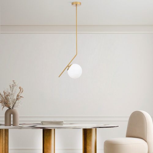 Elegant Gold Chandelier, Metal Body, 76 cm Height, 15 cm Glass Cap, Ø10 cm Base Plate, E27 Socket (Max 40W), Stylish Lighting for Modern Spaces
