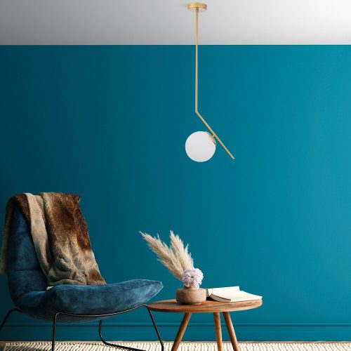 Opviq, 521SHN3504, Elegant gold chandelier, metal body, 76 cm high, 15 cm glass cap, Ø10 cm base, E27 socket (max. 40 W), stylish lighting for modern spaces