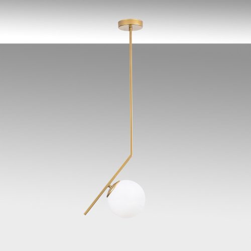 Opviq, 521SHN3504, Elegant gold chandelier, metal body, 76 cm high, 15 cm glass cap, Ø10 cm base, E27 socket (max. 40 W), stylish lighting for modern spaces