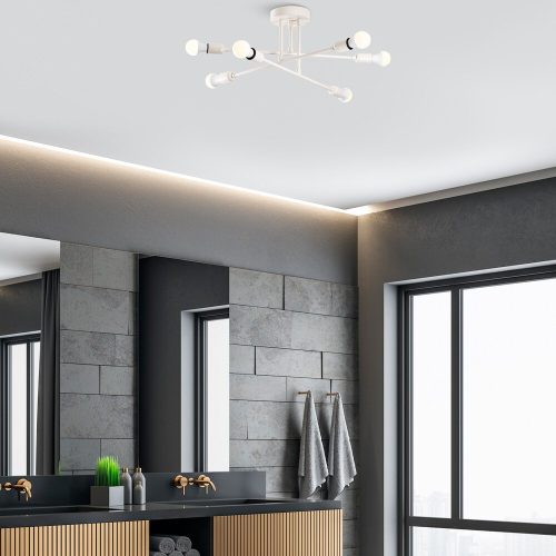 Opviq, 521SHN3449, Elegant cream chandelier, iron body, 64 x 64 cm, height 30 cm, E27 Max 40W | Contains setup instructions | Stylish lighting for modern spaces