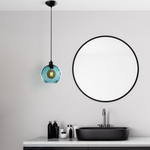 Elegant Blue Chandelier, Adjustable Height 40-120 cm, Metal Body, Ø20 cm Cap, Ø14 Base, 1 x E27 Socket, Perfect for Modern Spaces, IP20 Rated