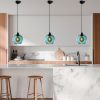 Elegant Blue Chandelier, Adjustable Height 40-120 cm, Metal Body, Ø20 cm Cap, Ø14 Base, 1 x E27 Socket, Perfect for Modern Spaces, IP20 Rated