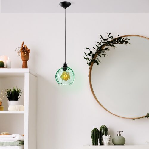 Elegant Green Chandelier, Adjustable Height 40-120 cm, Metal Body, Ø20 cm Cap, Ø14 Base, 90 cm Cable, E27 Socket, Perfect for Modern Spaces