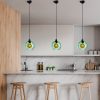 Elegant Green Chandelier, Adjustable Height 40-120 cm, Metal Body, Ø20 cm Cap, Ø14 Base, 90 cm Cable, E27 Socket, Perfect for Modern Spaces