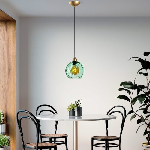 Elegant Green Chandelier, Adjustable Height 40-120 cm, Metal Body, Ø20 cm Cap, Ø14 Base, 90 cm Cable, E27 Socket, Perfect for Modern Spaces
