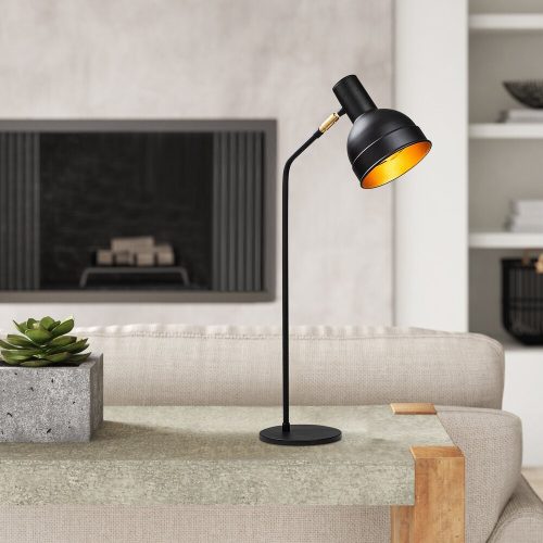 Industrial Scandinavian Table Lamp, Black Metal Body, 17 x 37 cm, Height 76 cm, E27 Socket Max 40W, Stylish & Functional Lighting for Modern Spaces