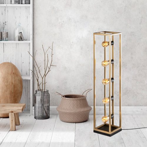 Elegant Gold Floor Lamp, Metal Body, 21 x 21 x 102 cm | 250 cm Cable, On/Off Switch, E27 Socket (Max 40W) | Stylish Lighting for Modern Spaces