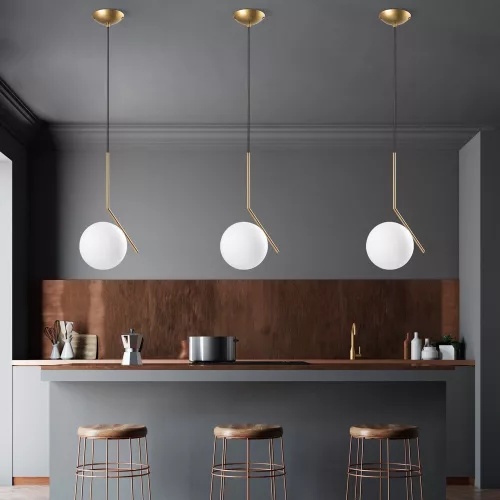 Opviq, 521SHN3569, Elegant golden chandelier, adjustable height 75-115 cm, metal body, Ø25 cm cap, 1 x G9 socket (max. 10 W), perfect for modern living spaces, IP20 classification