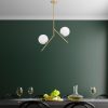 Elegant Gold Chandelier, Metal Body, 74 cm Height, 15 cm Glass Cap, 2 x E27 Socket, Non-Adjustable, IP20 | Perfect for Modern Living Spaces & Dining Areas