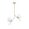Elegant Gold Chandelier, Metal Body, 74 cm Height, 15 cm Glass Cap, 2 x E27 Socket, Non-Adjustable, IP20 | Perfect for Modern Living Spaces & Dining Areas