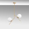 Elegant Gold Chandelier, Metal Body, 74 cm Height, 15 cm Glass Cap, 2 x E27 Socket, Non-Adjustable, IP20 | Perfect for Modern Living Spaces & Dining Areas