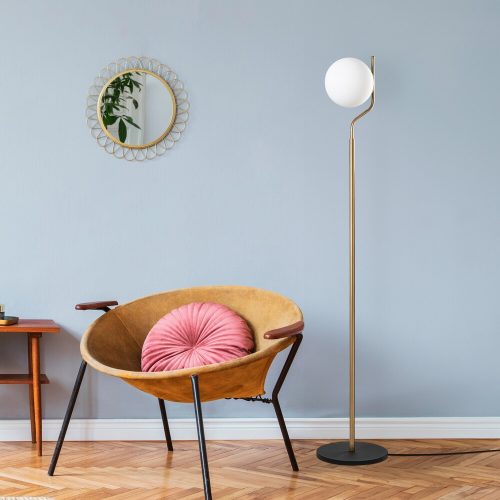 Elegant Gold Floor Lamp, Metal Body, 30 x 30 x 168 cm | 20 cm Cap Diameter, 250 cm Cable, On/Off Switch | Stylish Lighting for Modern Spaces