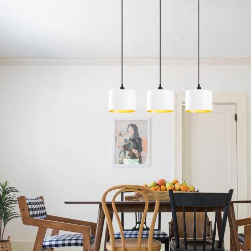 Scandinavian Chandelier, White Metal Body, 70 x 20 cm, Height 110 cm, Adjustable, 3 x E27 Max 40W, Elegant Design for Modern Spaces, IP20