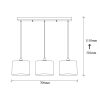 Scandinavian Chandelier, White Metal Body, 70 x 20 cm, Height 110 cm, Adjustable, 3 x E27 Max 40W, Elegant Design for Modern Spaces, IP20