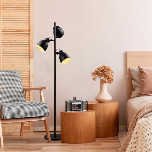 Stylish Black Floor Lamp, Metal Body, 37 x 37 x 162 cm | Ø16 cm Shade, 250 cm Cable, On/Off Switch | Ideal for Modern Living Rooms & Bedrooms