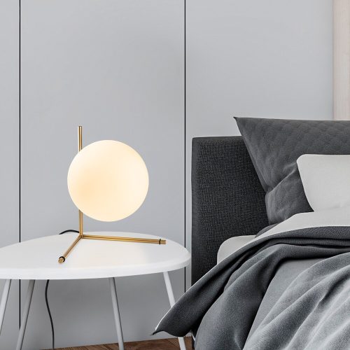 Elegant Gold Table Lamp, Metal Body, 28 x 40 x 36 cm | 25 cm Cap Diameter, 200 cm Cable, On/Off Switch | Stylish Lighting for Home & Office Decor