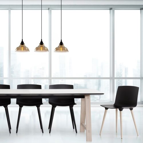 Scandinavian Chandelier, Black Iron Body, 72 x 72 cm, Height 108 cm, E27 Socket Max 40W, 90 cm Cable | Elegant Lighting for Modern Spaces