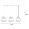 Opviq, 521SHN3404, Industrial Chandelier, Black Metal, 70 cm Diameter, 116 cm Height | Adjustable, 3 x E27 Max 40W | Outer Space Concept, Stylish & Functional Lighting