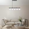 Elegant Black Chandelier, Adjustable Height 30-120 cm, Metal Body, 15 cm Cap Diameter, 5 x E14 Sockets, Perfect for Modern Living Spaces, IP20 Rated