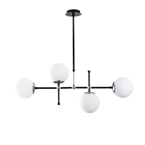 Opviq, 521SHN3372, Scandinavian chandelier, adjustable height 67-82 cm, black and white metal body, 90 x 15 cm, 4 x E27 Max 40 W, stylish lighting for modern spaces