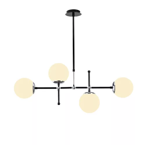 Opviq, 521SHN3372, Scandinavian chandelier, adjustable height 67-82 cm, black and white metal body, 90 x 15 cm, 4 x E27 Max 40 W, stylish lighting for modern spaces