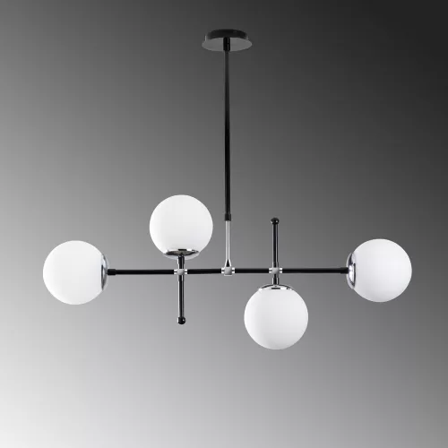 Opviq, 521SHN3372, Scandinavian chandelier, adjustable height 67-82 cm, black and white metal body, 90 x 15 cm, 4 x E27 Max 40 W, stylish lighting for modern spaces
