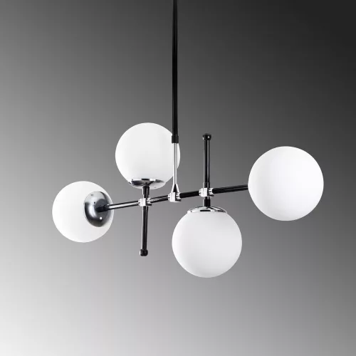 Opviq, 521SHN3372, Scandinavian chandelier, adjustable height 67-82 cm, black and white metal body, 90 x 15 cm, 4 x E27 Max 40 W, stylish lighting for modern spaces