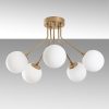 Elegant Gold Chandelier, Metal Body, 62 cm Diameter, 40 cm Height | 5 x E14 Socket, Non-Adjustable | Perfect for Living Room & Dining Spaces, Stylish Design