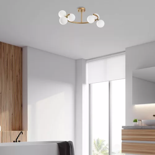 Opviq, 521SHN3581, Elegant gold chandelier, metal body, 55 x 50 x 30 cm | 6 x G9 Max 10W Socket | Stylish lighting for modern homes, IP20 rating, does not contain bulbs