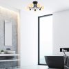 Industrial Scandinavian Chandelier, Black Metal Body, 90 cm Diameter, 35 cm Height | 7 x E27 Max 40W | Stylish Lighting for Modern Spaces