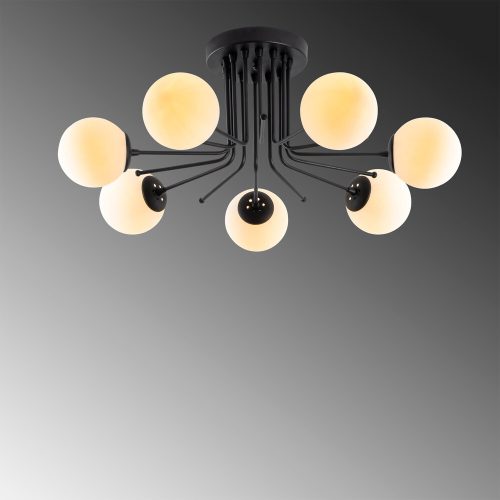 Opviq, 521SHN3436, Industrial Scandinavian chandelier, black metal body, diameter 90 cm, height 35 cm | 7 x E27 Max 40W | Stylish lighting for modern spaces