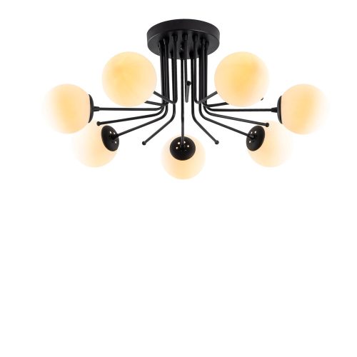 Opviq, 521SHN3436, Industrial Scandinavian chandelier, black metal body, diameter 90 cm, height 35 cm | 7 x E27 Max 40W | Stylish lighting for modern spaces