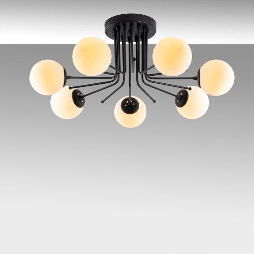 Opviq, 521SHN3436, Industrial Scandinavian chandelier, black metal body, diameter 90 cm, height 35 cm | 7 x E27 Max 40W | Stylish lighting for modern spaces