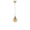 Elegant Amber & Gold Chandelier, Metal Body, Adjustable Height (25-70 cm), 15 cm Diameter, E27 Socket, Max 40W, IP20 | Perfect for Modern Decor