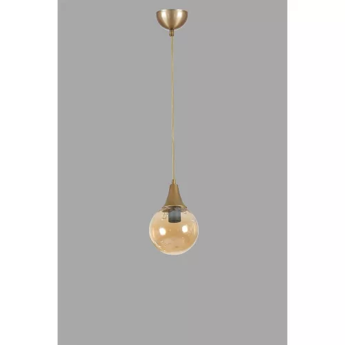 Opviq, 846STL5161, Elegant amber and gold chandelier, metal body, adjustable height (25-70 cm), 15 cm diameter, E27 socket, max 40W, IP20 | Perfect for modern decoration