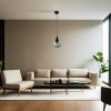 Elegant Adjustable Chandelier, Metal Body with Glass Cap, 15 cm Diameter, 70 cm Height, E27 Socket, Black & Fume Finish | Perfect for Modern Spaces